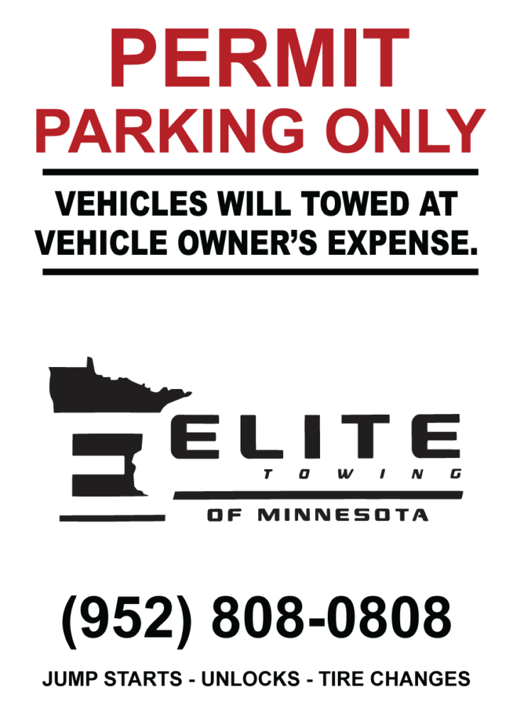 Elite Towing Parking Permit Sign